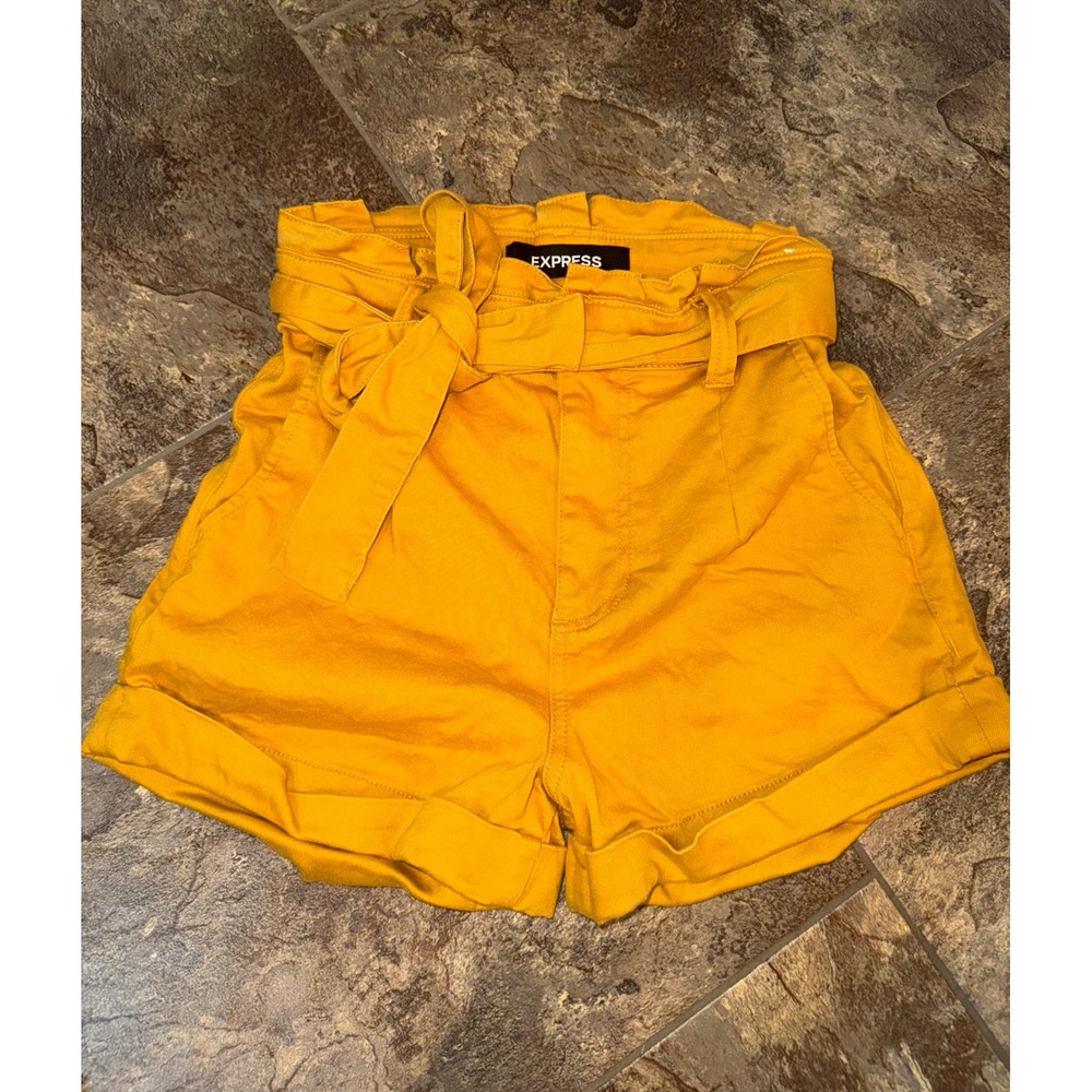 Express Super Soft Gold Yellow High Rise‎  Shorts Women's Size 0 EUC
